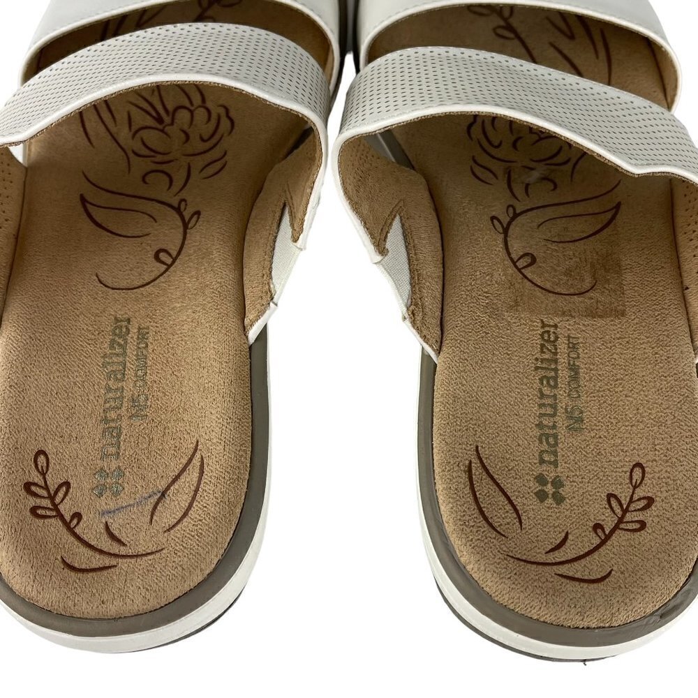 NATURALIZER N5 Comfort White Leather Women's Sandals Open-Toe Flexible Sole - Picture 5 of 13